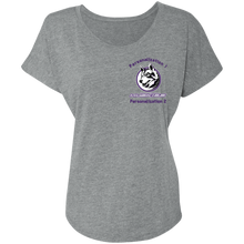 Load image into Gallery viewer, logo_outline_purple_text NL6760 Next Level Ladies' Triblend Dolman Sleeve