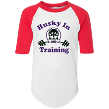 Load image into Gallery viewer, Husky in training 421 Augusta Youth Colorblock Raglan Jersey