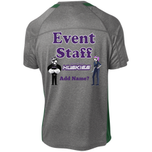 Load image into Gallery viewer, event-back_purple ST361 Sport-Tek Heather Colorblock Poly T-Shirt