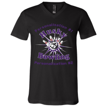 Load image into Gallery viewer, Bowling-purple text 3005 Unisex Jersey SS V-Neck T-Shirt
