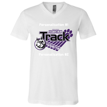 Load image into Gallery viewer, Track-white text 3005 Unisex Jersey SS V-Neck T-Shirt