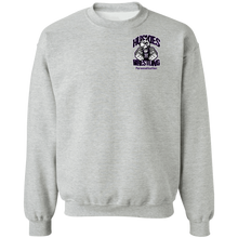 Load image into Gallery viewer, Wrestling-Purple-text G180 Gildan Crewneck Pullover Sweatshirt  8 oz.