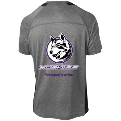 Logo with Purple custom text YST361 Sport-Tek Youth Colorblock Performance T-Shirt