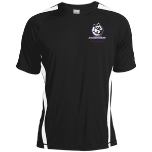 Logo with Purple custom text ST351 Sport-Tek Colorblock Dry Zone Crew