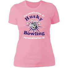 Load image into Gallery viewer, Bowling-white text NL3900 Ladies' Boyfriend T-Shirt
