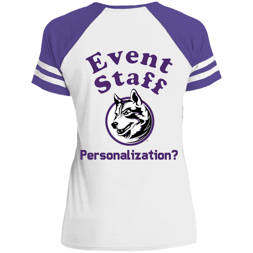 DM476 District Ladies' Game V-Neck T-Shirt event