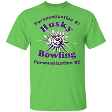 Load image into Gallery viewer, Bowling-purple text G500B Youth 5.3 oz 100% Cotton T-Shirt