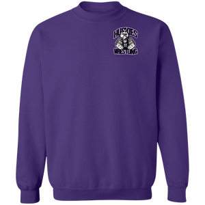 Wrestling-Purple-text G180 Gildan Crewneck Pullover Sweatshirt  8 oz.