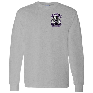 Wrestling-Purple-text G540 Gildan LS T-Shirt 5.3 oz.