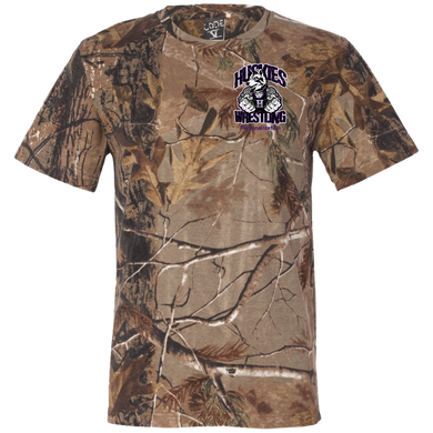 Wrestling-Purple-text 3980 Code V Short Sleeve Camouflage T-Shirt