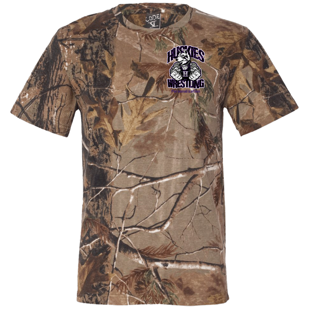 Wrestling-Purple-text 3980 Code V Short Sleeve Camouflage T-Shirt