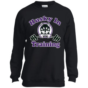 Husky in training PC90Y Port and Co. Youth Crewneck Sweatshirt
