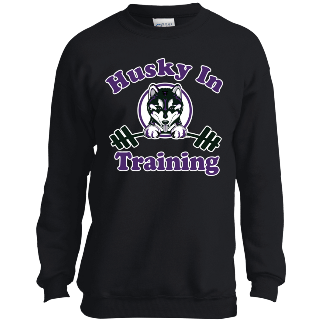 Husky in training PC90Y Port and Co. Youth Crewneck Sweatshirt