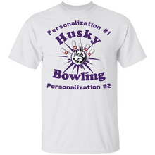 Load image into Gallery viewer, Bowling-purple text G500B Youth 5.3 oz 100% Cotton T-Shirt