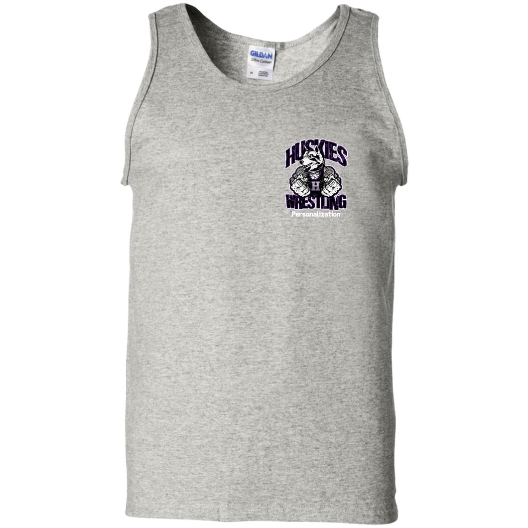 Wrestling-White-text G220 Gildan 100% Cotton Tank Top