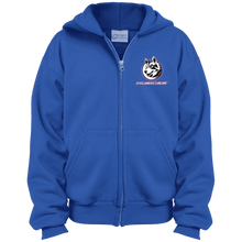 Load image into Gallery viewer, full_logo_embroidery PC90YZH Port &amp; Co. Youth Full Zip Hoodie