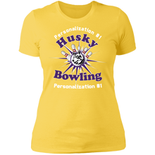 Load image into Gallery viewer, Bowling-white text NL3900 Ladies' Boyfriend T-Shirt
