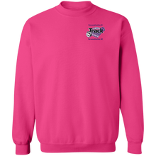 Load image into Gallery viewer, Track-purple text G180 Gildan Crewneck Pullover Sweatshirt  8 oz.