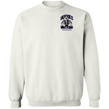 Load image into Gallery viewer, Wrestling-Purple-text G180 Gildan Crewneck Pullover Sweatshirt  8 oz.