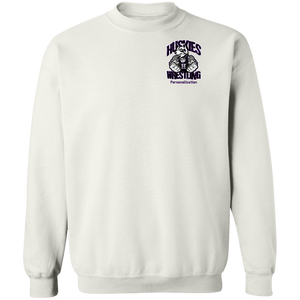 Wrestling-Purple-text G180 Gildan Crewneck Pullover Sweatshirt  8 oz.