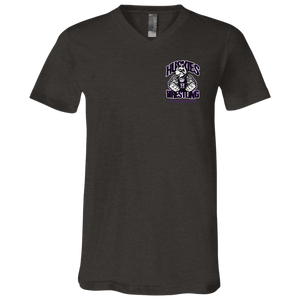 Wrestling-Purple-text 3005 Bella + Canvas Unisex Jersey SS V-Neck T-Shirt