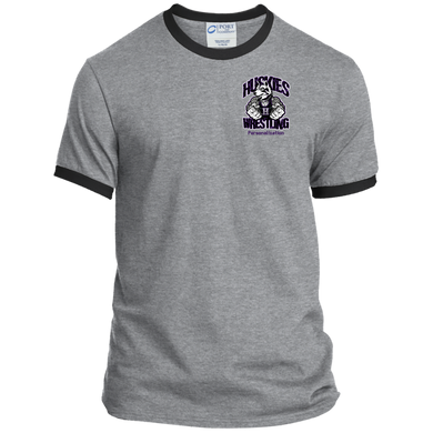 Wrestling-Purple-text PC54R Port & Co. Ringer Tee