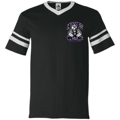 Wrestling-Purple-text 360 Augusta V-Neck Sleeve Stripe Jersey