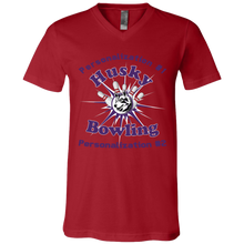 Load image into Gallery viewer, Bowling-purple text 3005 Unisex Jersey SS V-Neck T-Shirt