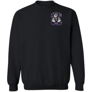 Wrestling-Purple-text G180 Gildan Crewneck Pullover Sweatshirt  8 oz.