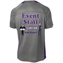 Load image into Gallery viewer, event-back_purple ST361 Sport-Tek Heather Colorblock Poly T-Shirt