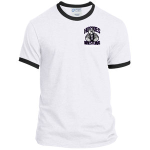 Wrestling-White-text PC54R Port & Co. Ringer Tee