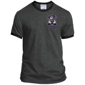 Wrestling-Purple-text PC54R Port & Co. Ringer Tee