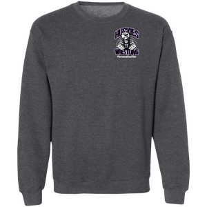 Wrestling-White-text G180 Gildan Crewneck Pullover Sweatshirt  8 oz.