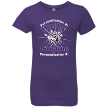 Load image into Gallery viewer, Bowling-white text NL3710 Girls' Princess T-Shirt