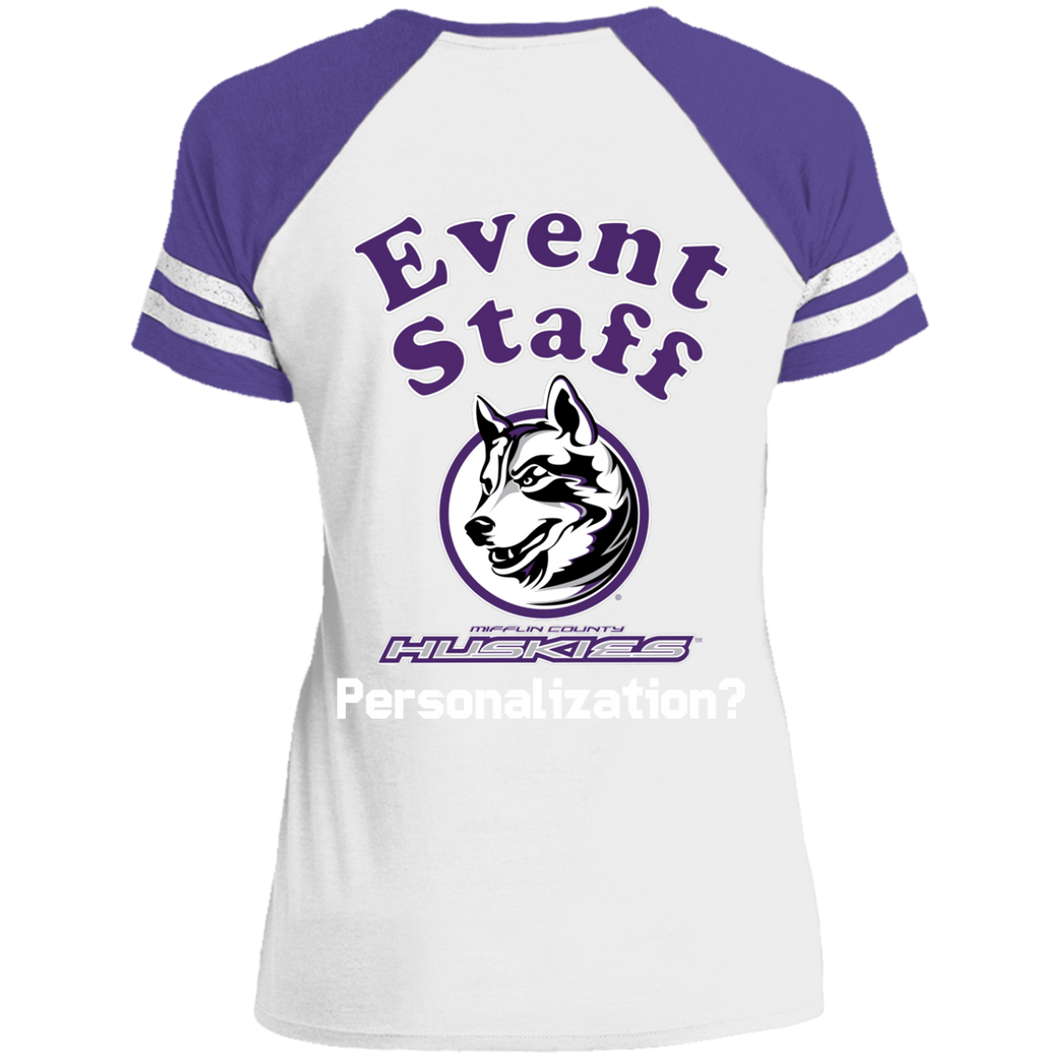 DM476 District Ladies' Game V-Neck T-Shirt event