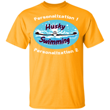 Load image into Gallery viewer, Swimming-white_text G500B Youth 5.3 oz 100% Cotton T-Shirt