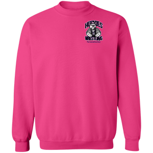 Wrestling-Purple-text G180 Gildan Crewneck Pullover Sweatshirt  8 oz.