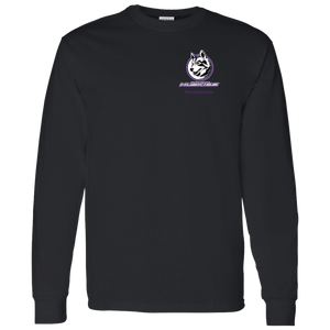 Logo with Purple custom text G540 Gildan LS T-Shirt 5.3 oz.