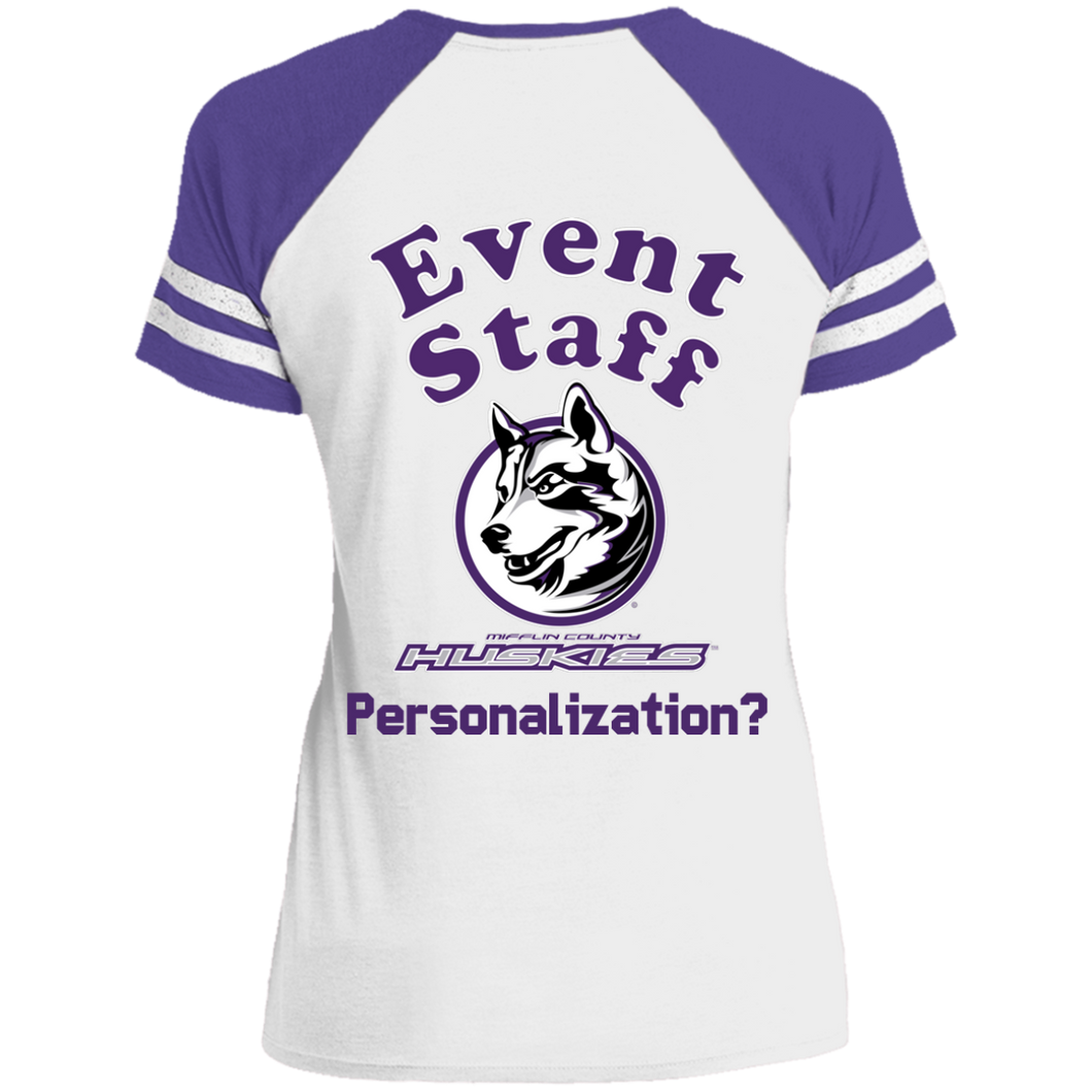 DM476 District Ladies' Game V-Neck T-Shirt event