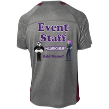 Load image into Gallery viewer, event-back_purple ST361 Sport-Tek Heather Colorblock Poly T-Shirt