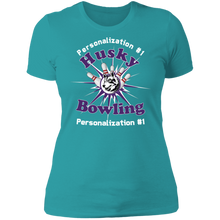 Load image into Gallery viewer, Bowling-white text NL3900 Ladies' Boyfriend T-Shirt