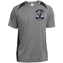 Load image into Gallery viewer, Wrestling-Purple-text YST361 Sport-Tek Youth Colorblock Performance T-Shirt