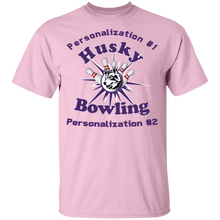 Load image into Gallery viewer, Bowling-purple text G500B Youth 5.3 oz 100% Cotton T-Shirt