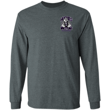 Load image into Gallery viewer, Wrestling-Purple-text G240 Gildan LS Ultra Cotton T-Shirt