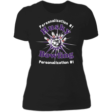 Load image into Gallery viewer, Bowling-white text NL3900 Ladies' Boyfriend T-Shirt