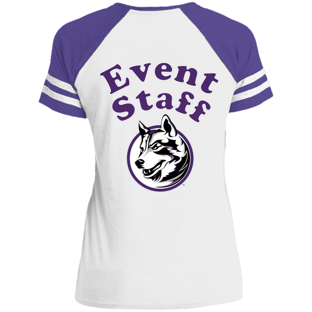 DM476 District Ladies' Game V-Neck T-Shirt event