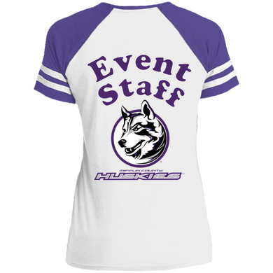 DM476 District Ladies' Game V-Neck T-Shirt event