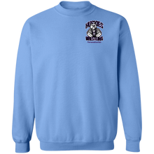 Load image into Gallery viewer, Wrestling-Purple-text G180 Gildan Crewneck Pullover Sweatshirt  8 oz.