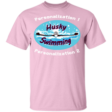 Load image into Gallery viewer, Swimming-white_text G500B Youth 5.3 oz 100% Cotton T-Shirt