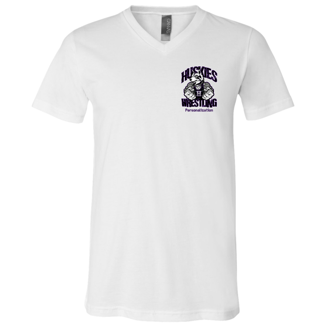 Wrestling-Purple-text 3005 Bella + Canvas Unisex Jersey SS V-Neck T-Shirt